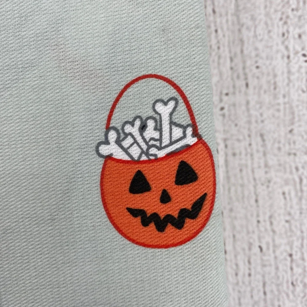 Isaac Mizrahi Shower Curtain Sage Green Halloween Ghost Dog Puppy Spooky Fall
